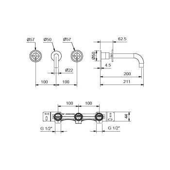 Смеситель для раковины Fantini Fontane Bianche 47 P5 P013B сталь
