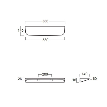 Полка для ванной Simas Degrade DE16bi 60х14см подвесная белый
