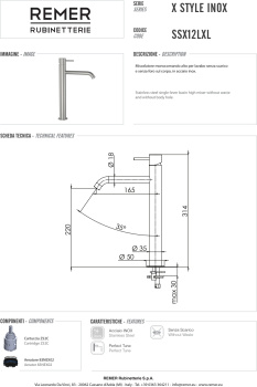 Смеситель для раковины Remer X-style SSX12LXL хром