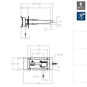 Смеситель для раковины Ramonsoler Kuatro встраиваемый 4720