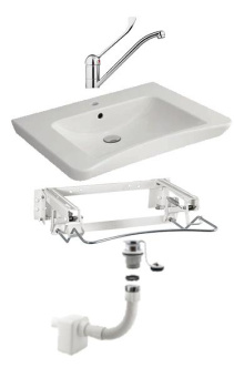 Комплект Nofer (Раковина МГН, пневматическое крепление, смеситель, сифон) H12