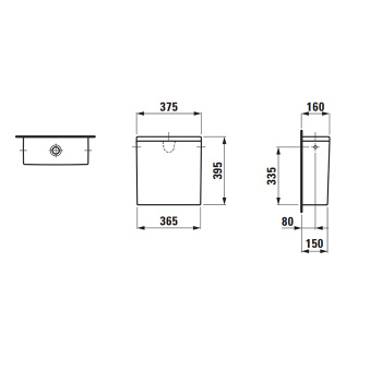 Laufen VAL Бачок для моноблока с механизмом слива, подвод сбоку, цвет: белый