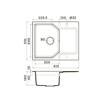 Мойка кухонная Omoikiri Yonaka 61-DC тёмный шоколад 4993637
