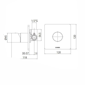 Bossini Oki Встраиваемая часть смесителя для душа на 1 выход , цвет: никель шлифованный  Z00007