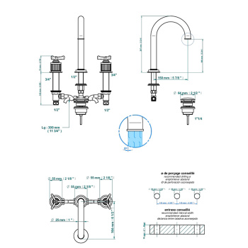 Смеситель для раковины THG Hamptons G4R-B01-152M polished nickel