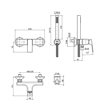 Смеситель для душа Fima Carlo Frattini Fit настенный, с душ. комплектом, белый матовый F3385BS