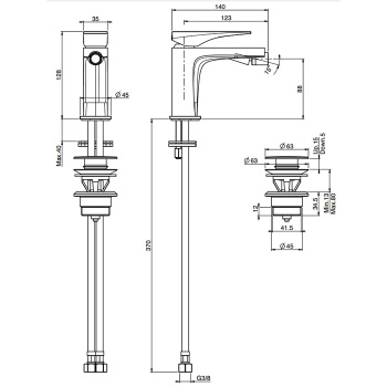 Смеситель для биде Fima Carlo Frattini Zeta на 1 отверстие, с донным клапаном, золото F3962NOR.1