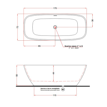 Ванна из искусственного камня Gruppo Treesse Brio 170x72 V297BL