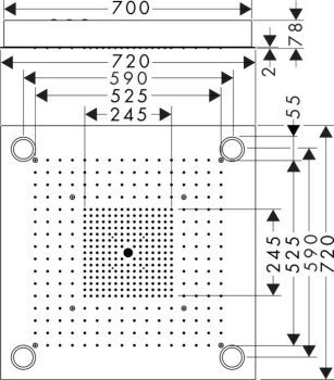 Axor ShowerHeaven Верхний душ ShowerHeaven 720x720 мм, сподсветкой, &frac34;&rsquo;, нерж.сталь