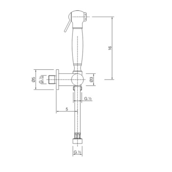 Гигиенический душ со шлангом Cisal Shower 120 см,вывод с держателем и запорный вентиль, Oro AR00790024