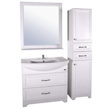 Зеркало ASB-Woodline Берта 85см белый c серебряной патиной 10121