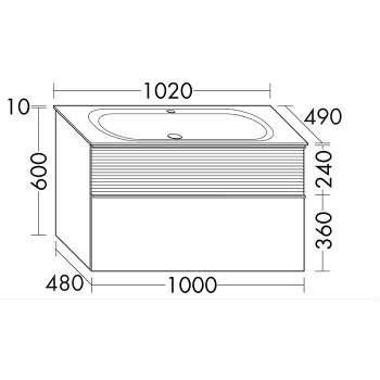 Burgbad Fiumo Комплект подвесной мебели 102х49х61см, с раковиной на 1 отв., ручки черные матовые, цвет: Tectona Dekor Zimt / Graphit Softmatt SFXN102F3958FOT52G0200C0001*1