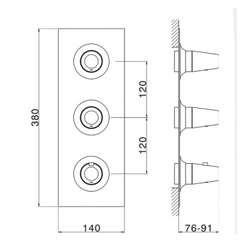 Смеситель вертикальный термостатический встраиваемый для душа Cisal Vita 2-х функциональный (без встраиваемой части ZA01V200), хром VI01V20021