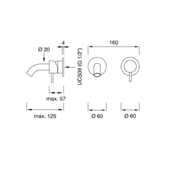 Смеситель для ванны CЕА Design Milo360 MIL 34 L сталь