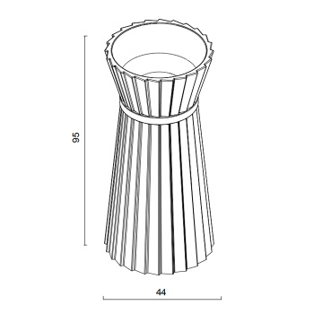 Раковина напольная Oasis Plisse 440х950 мм, без отв для смес, без перел, с донным клапаном, кольцо с золот дек Mykonos, белый (упаковка-3-х кор) 0PI440CED2