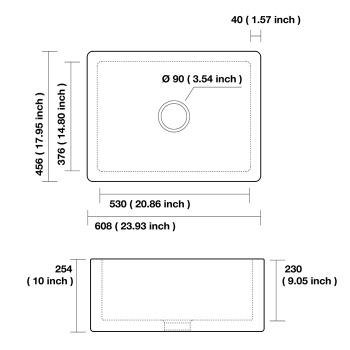 Раковина керамическая кухонная Kerasan Hanna Glasse Essex 608x456x254 , без сифона, толщина 40 , белый 541001