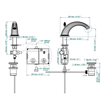 Излив для раковины THG Malmaison Metal U93-G02-170 хром/золото