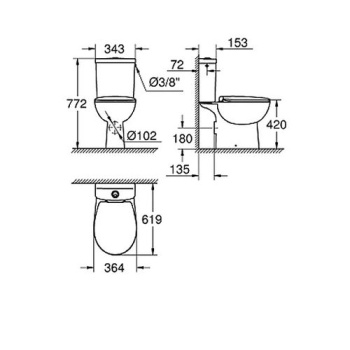 Унитаз напольный Grohe Bau Ceramic 39559000