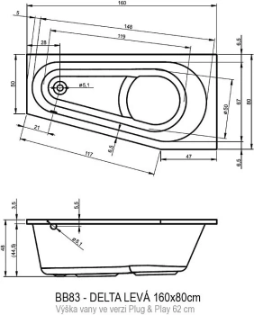 Акриловая ванна Riho 160x80 B069007005