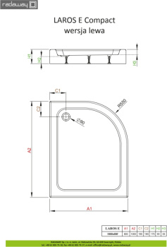Душевой поддон Radaway Laros SLE81017-01L левый
