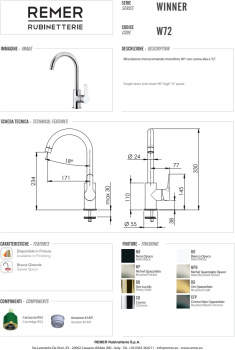 Смеситель для кухни Remer Winner  хром W72