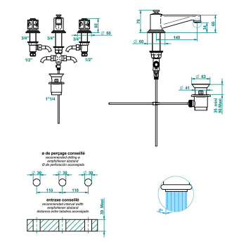 Смеситель для раковины THG Capucine Vert Decor Platine A7E-A02-151 хром