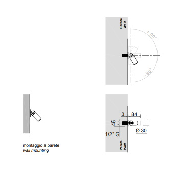 Настенная или потолочная душевая лейка Antonio Lupi Azimut 8, с регулируемым потоком, графит А0002423725