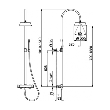 Настенная душевая система Cisal Cherie термостатический смеситель для душа,верхний душ,ручной душ с держателем и шлангом, хром CEC8001021