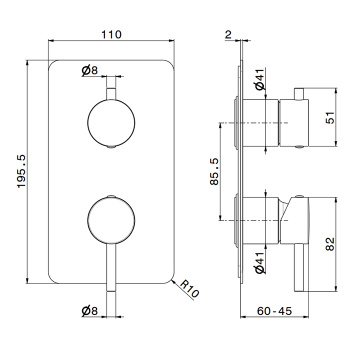 Смеситель для душа Newform Xt на 2 источника, для 31032, хром 67693E.21.018