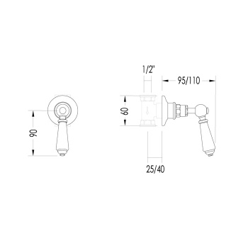 Смеситель встроенный в стену Devon&Devon Black Dandy c ручкой черной никель блестящий MARD774NKBD