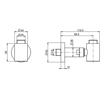 Подвод воды Fima Carlo Frattini Colonne Doccia настенный, хром F2123CR