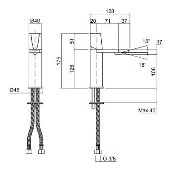 Смеситель для биде Antonio Lupi Indigo на 1 отв., излив: 136, хром А0002423753
