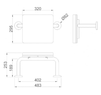 Спинка опорная Nofer для туалета, черный полиуретан 15075.N