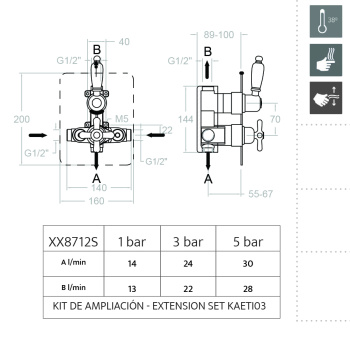 Смеситель для душа Ramonsoler Gaudi встраиваемый термостатический на 2 выхода 308712S