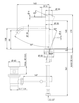 Смеситель для раковины Daniel Tokyo TK605XDP золото брашированное