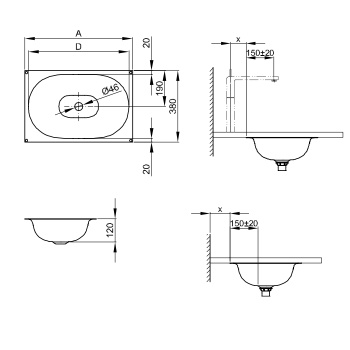 Раковина встраиваемая под столешницу Bette Comodo A218-000
