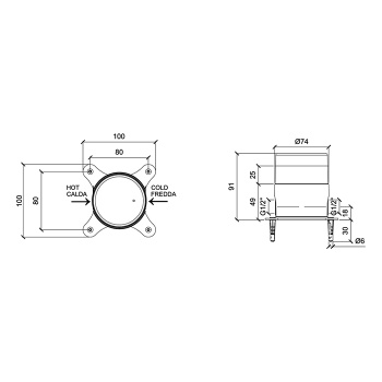 Встраиваемая часть напольного смесителя для ванны Almar, E134009