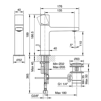 Смеситель для раковины Fantini Lame 24 02 M004F хром