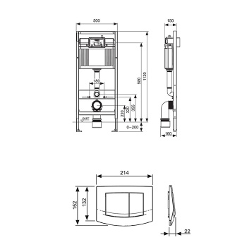 TECEbase модуль (4в1) в комплекте с панелью смыва TECEambia хром глянец, креплениями, звукоизолирующей прокладкой