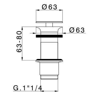 Донный клапан Cisal 1 1/4 для раковин без перелива, хром ZA00161321