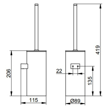 Туалетный ершик Keuco Moll 12769290101 с пластиковой колбой, красное золото шлифованный\белый