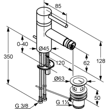Смеситель для биде Kludi Bozz 385333976, чёрный