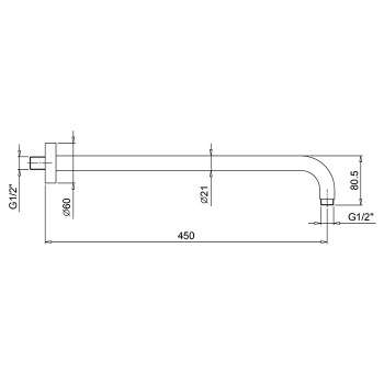 Кронштейн для верхнего душа Fantini Af/21 45см, хром 81 02 8059
