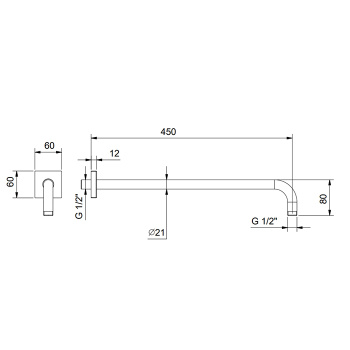 Кронштейн для душевой лейки Fantini Mint 45 см, черный матовый 86 13 8108