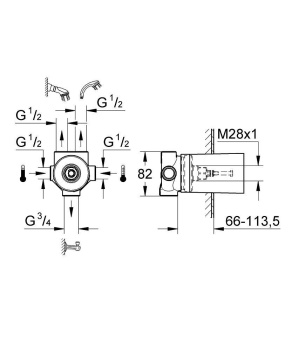 Встраиваемая часть переключателя на 3 положения GROHE Ondus 29033000