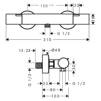 HG Ecostat Fine Термостат для душа, внешнего монтажа, матовый черный