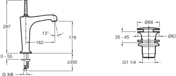 Смеситель для раковины Jacob Delafon Margaux E16231-4-CP хром