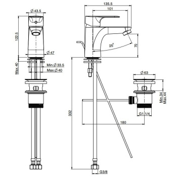 Смеситель для раковины Fima Carlo Frattini Serie 22 F3831CR хром