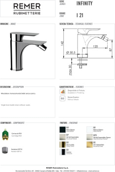 Смеситель для биде Remer Infinity  белый матовый I21BO