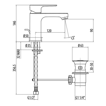 Смеситель для раковины Gattoni H2omix3000 3045/30C0cr хром